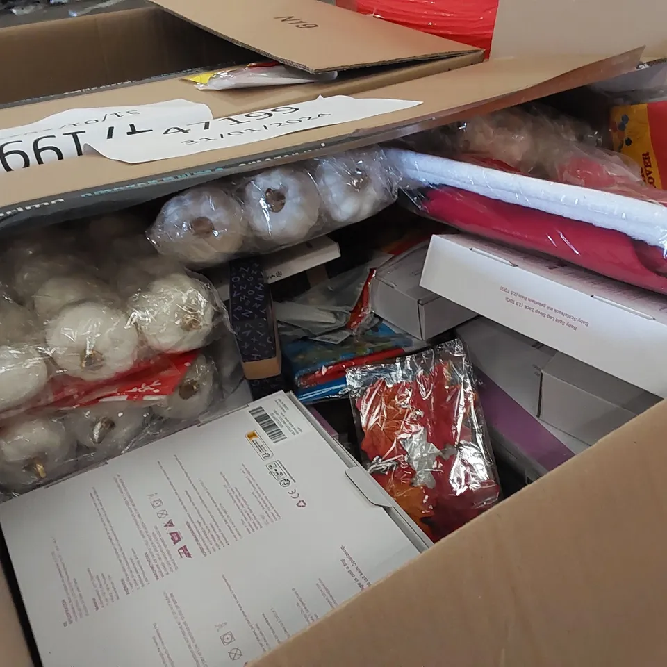 PALLET TO CONTAIN ASSORTED HOUSEHOLD ITEMS AND CONSUMER PRODUCTS. INCLUDING SEASONAL DECORATIVE PRODUCTS, BOOKS, LUNCH BOXES, TOYS ETC 