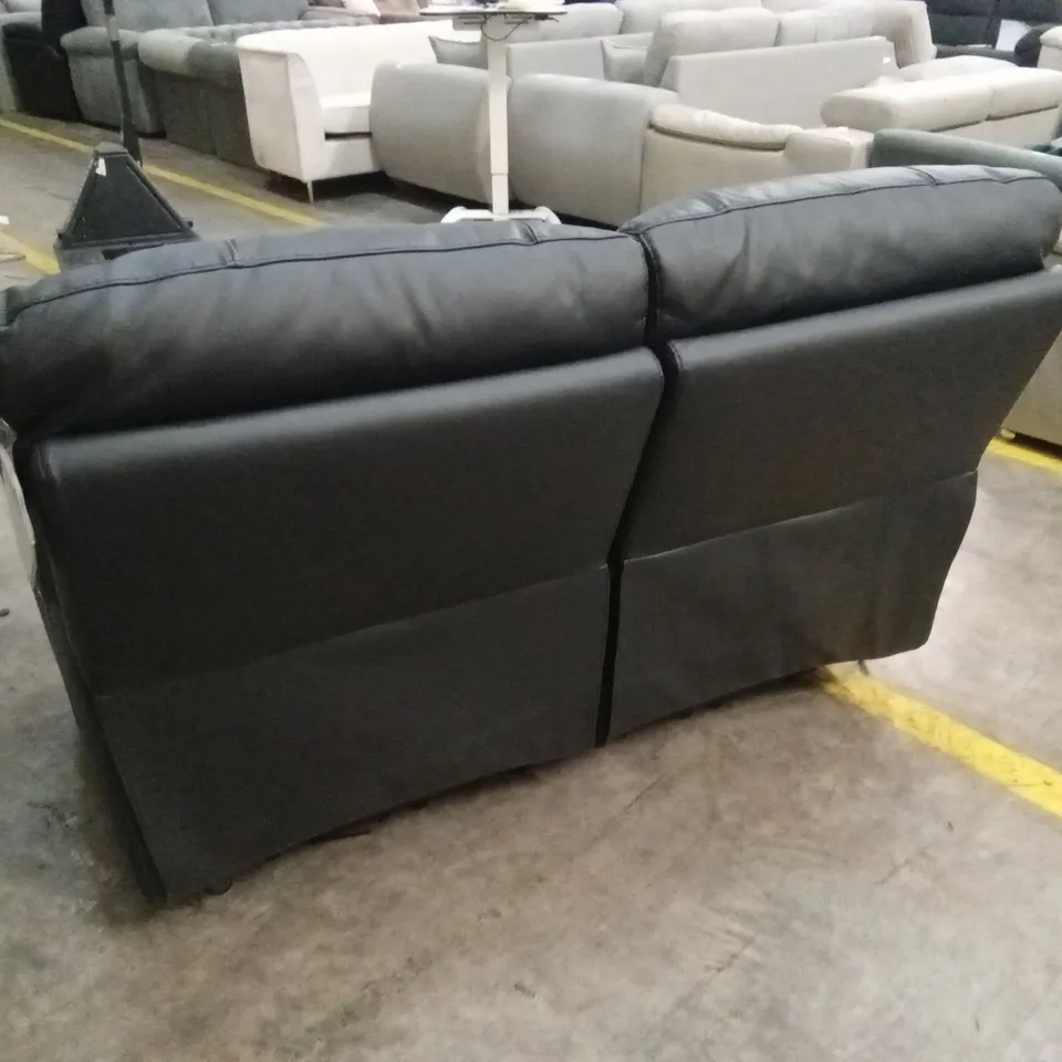 LEIGHTON LEATHER/FAUX LEATHER HIGH BACK 2 SEATER POWER RECLINER SOFA - BLACK RRP £1249