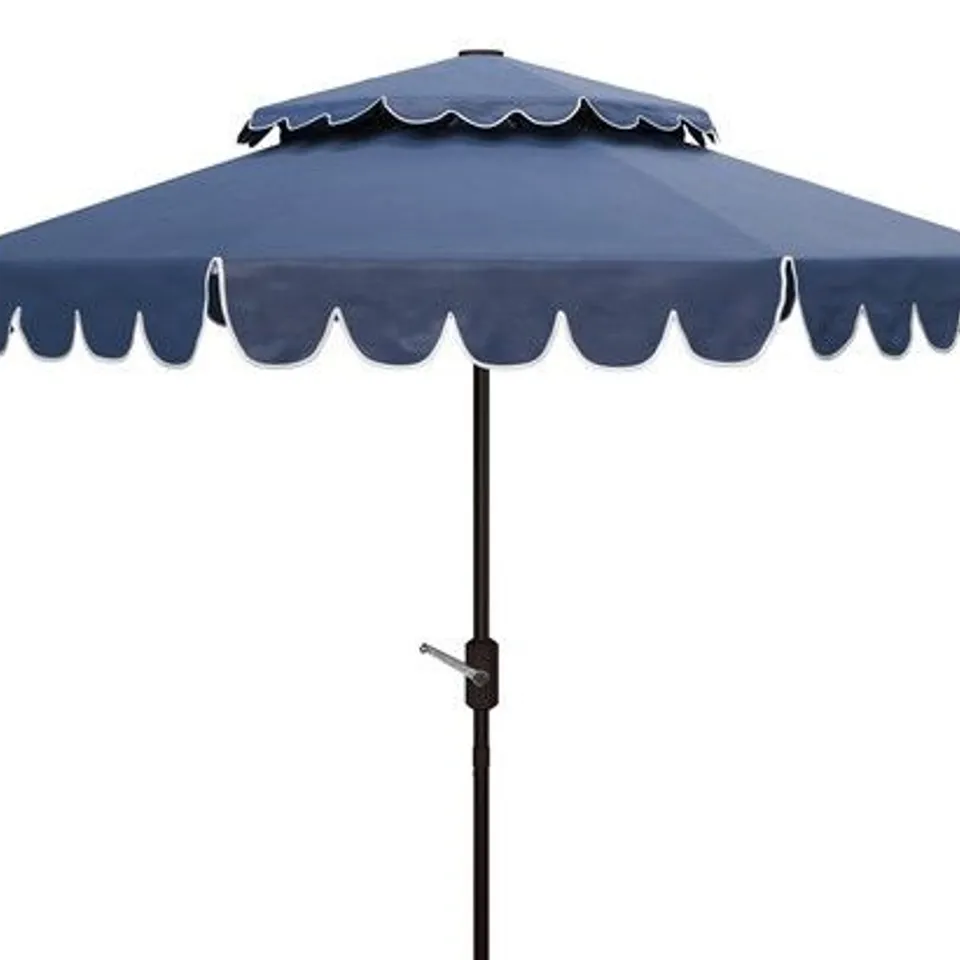 BOXED VENICE 9FT ROUND DOUBLE TOP CRANK UMBRELLA NAVY/WHITE