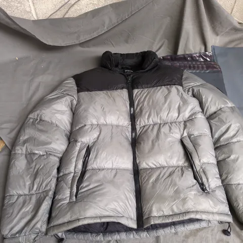 ZARA PUFFER JACKET – BLACK/GREY, SIZE L (EU 42) 