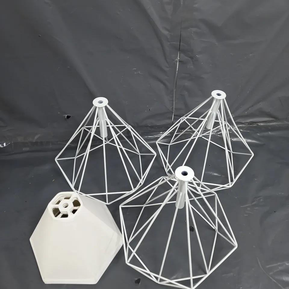 SET OF 3 VINTAGE METAL CAGE LAMPSHADE