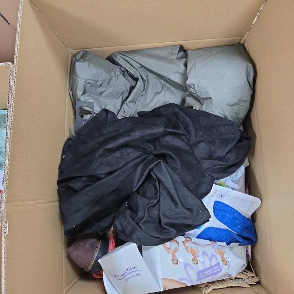 BOX OF APPROXIMATELY 25 ASSORTED ITEMS TO INCLUDE: &MAISI BROWN CARDIGAN