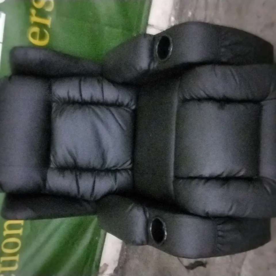 QUALITY DESIGNER BLACK LEATHER POWER RECLINER ARMCHAIR WITH CUPHOLDERS