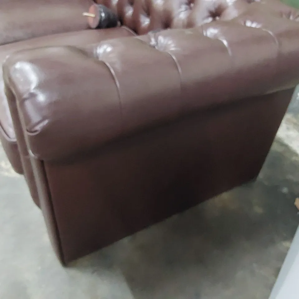 DESIGNER CHESTERFIELD TWO SEATER SOFA CHESTNUT LEATHER 