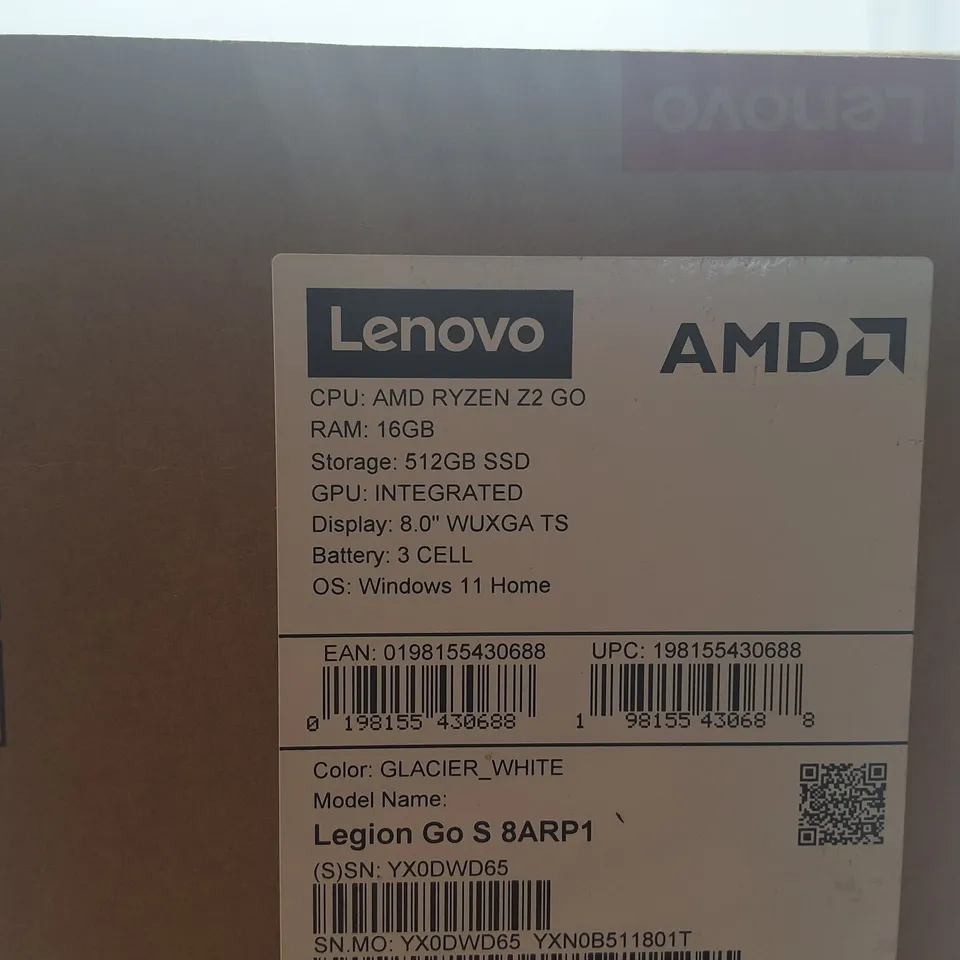 BOXED LENOVO LEGION GO S 16/512GB HANDHELD GAMING CONSOLE IN GLACIER WHITE - 8ARP1