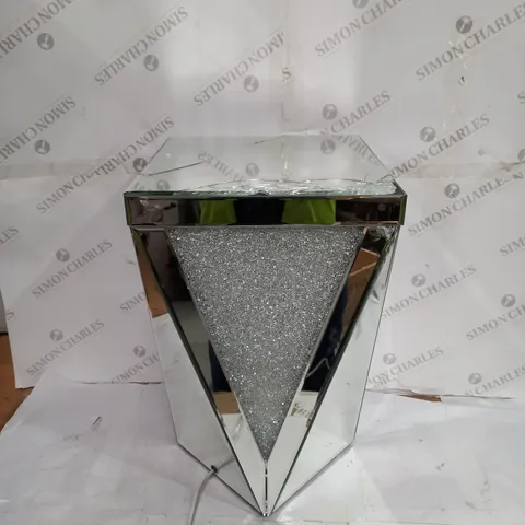 BOXED JULIEN MACDONALD LIGHT-UP ENCAPSULATED CRYSTAL SIDE TABLE - SILVER - COLLECTION ONLY