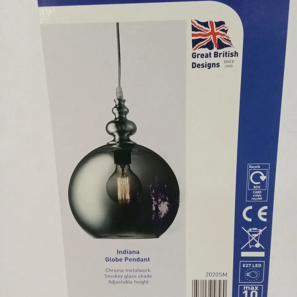 BOXED SEARCHLIGHT INDIANA GLOBE PENDANT 