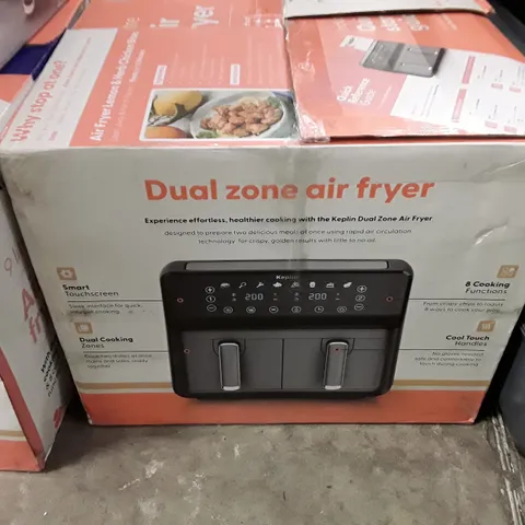 BOXED KEPLIN 9 LITRE AIR FRYER WITH DUAL COOKING ZONES BLACK COLOUR 