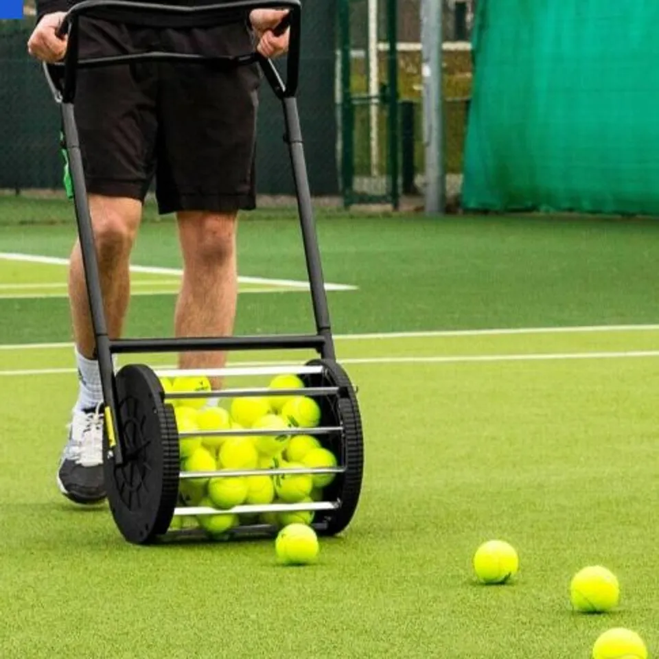 BOXED VERMONT TENNIS BALL ROLLER MOWER & HOPPER