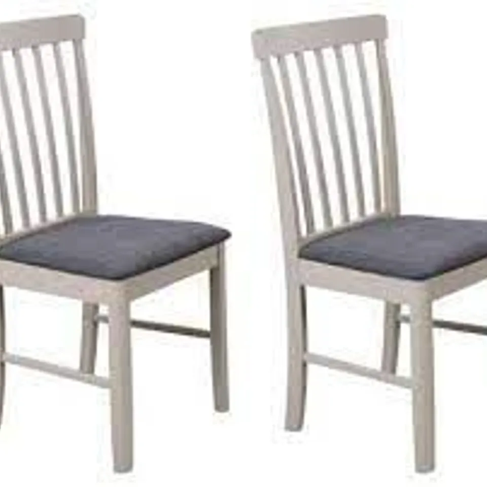 BOXED SET OF 2 ALTONA STONE GREY UPHOLSTERED DINING CHAIRS 