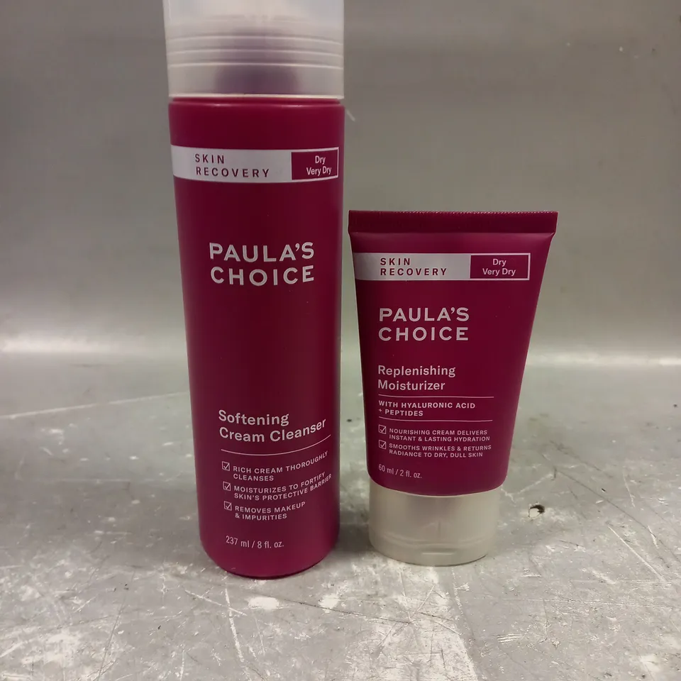 PAULA'S CHOICE LOT OF 2 ASSORTED SKINCARE PRODUCTS TO INCLUDE - REPLENISHING MOISTURISER - SOFTENING CREAM CLEANSER