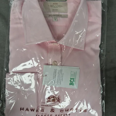 HAWES & CURTIS SLIM FIT DOUBLE CUFF SHIRT IN PINK SIZE 15.5/34