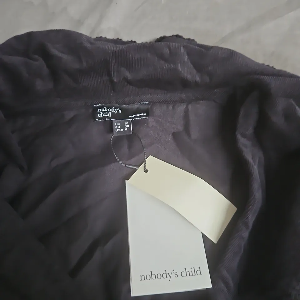 NOBODY'S CHILD BLACK BUTTON-FRONT BLOUSE, UK 10 (EU 38, USA 6)