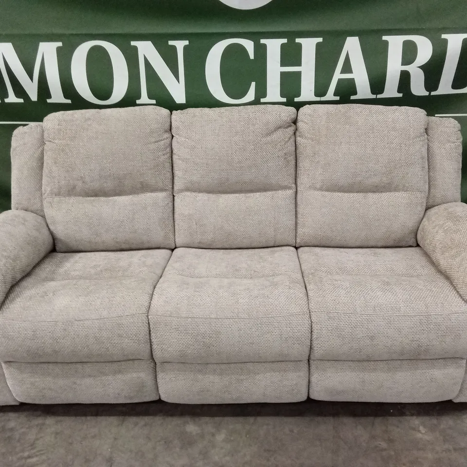 ALBION CHUNKY WEAVE 3 SEATER HIGH BACK MANUAL RECLINER SOFA - NATURAL RRP £679