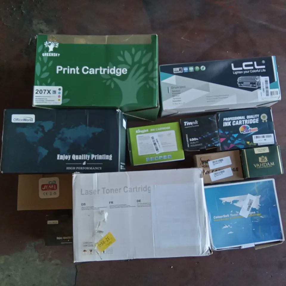 PALLET OF ASSORTED ITEMS INCLUDING LASER TONER CARTRIDGES, VAHDAM INDIAN TEAS, GREENSKY PRINT CARTRIDGES, KINGJET INK CARTRIDGE, LCL DRUM UNIT, COLOURSOFT TONER CARTRIDGES