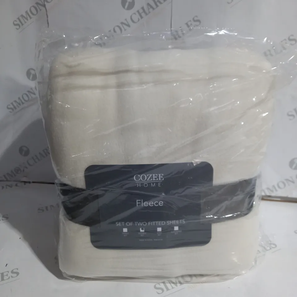 COZEE HOME WHITE FITTED SHEETS FLEECE IVORY - DOUBLE