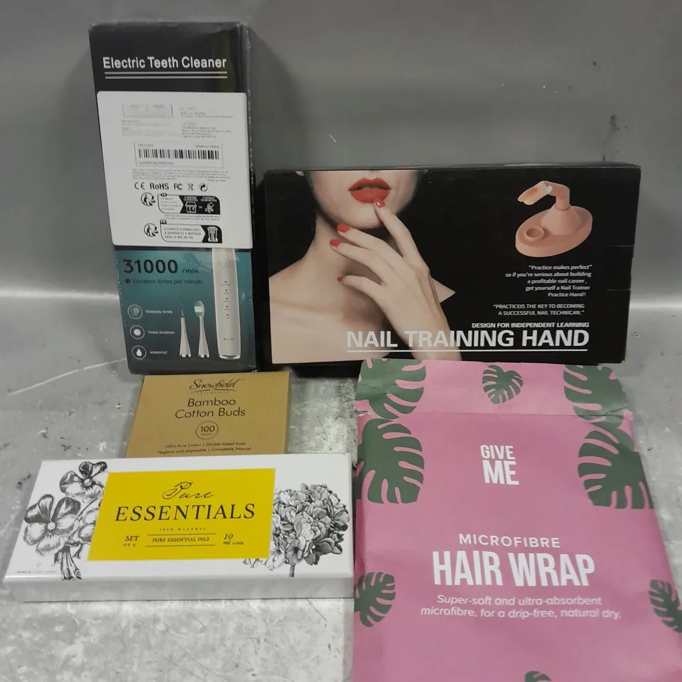 APPROXIMATELY 8 ASSORTED HEALTH & BEAUTY PRODUCTS TO INCLUDE NAIL TRAINING HAND HAIR WRAP, ELECTRIC TOOTHBRUSH ETC 