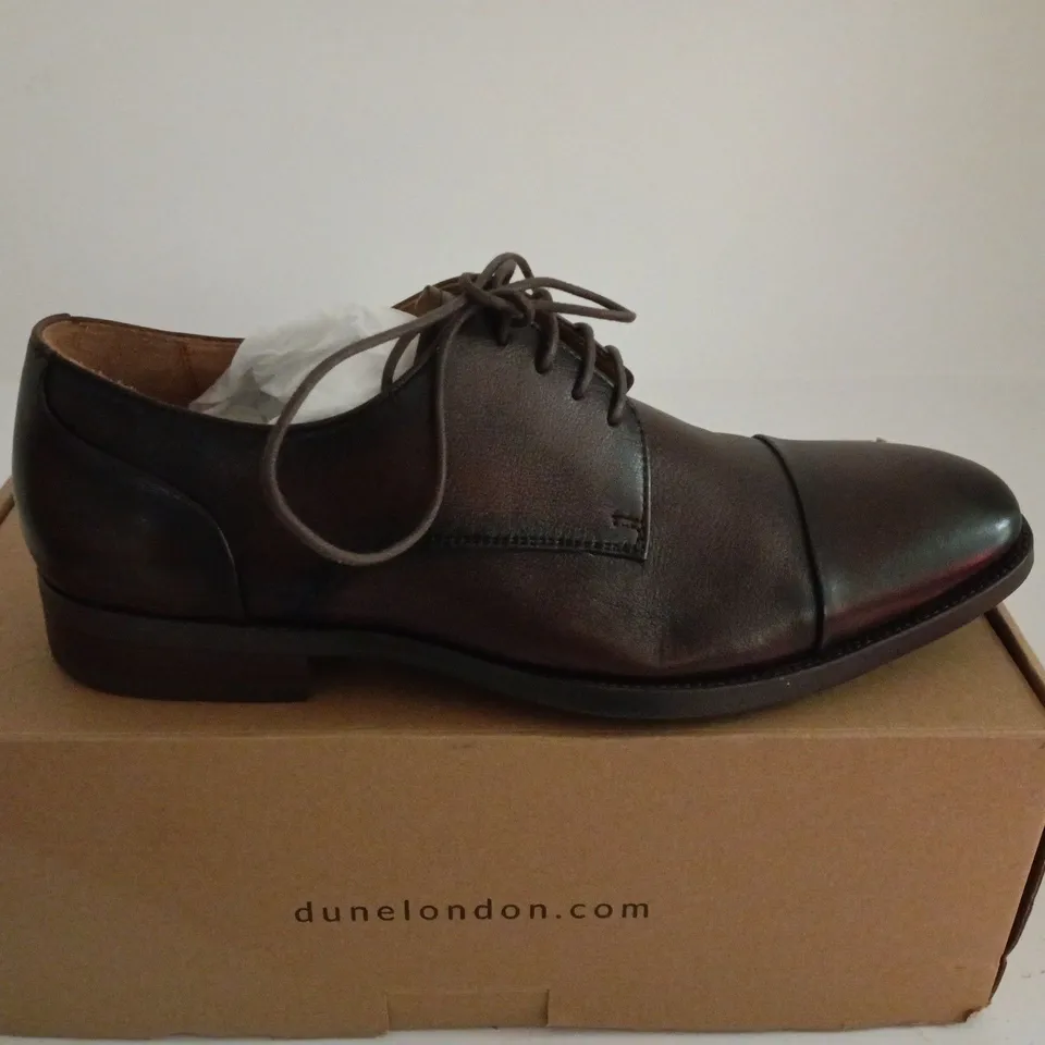 DUNE LONDON BROWN LEATHER FLEX SOLE TOECAP SHOE UK 6 BOXED