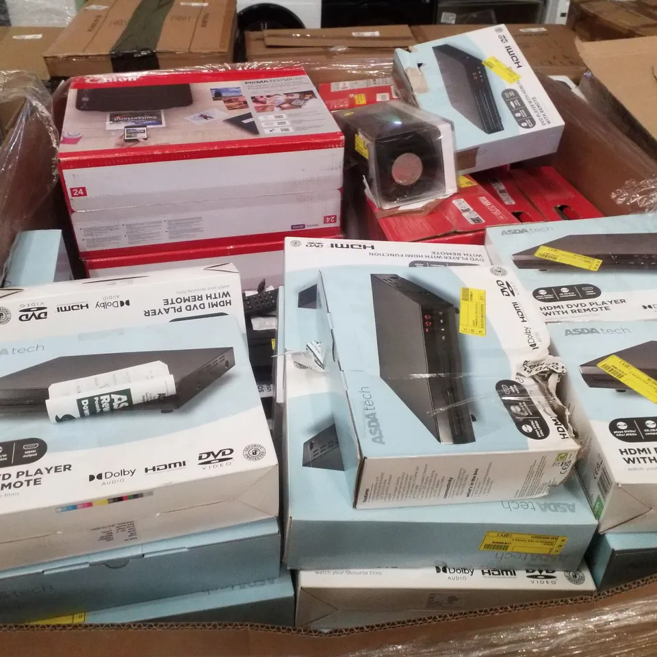 PALLET CONTAINING ASSORTED ELECTRICAL RETURNS INCLUDING CANON PIXMA PRINTER, DVD PLAYER WITH HDMI FUNCTION, BLUETOOTH SPEAKER & DAB+/FM RADIO