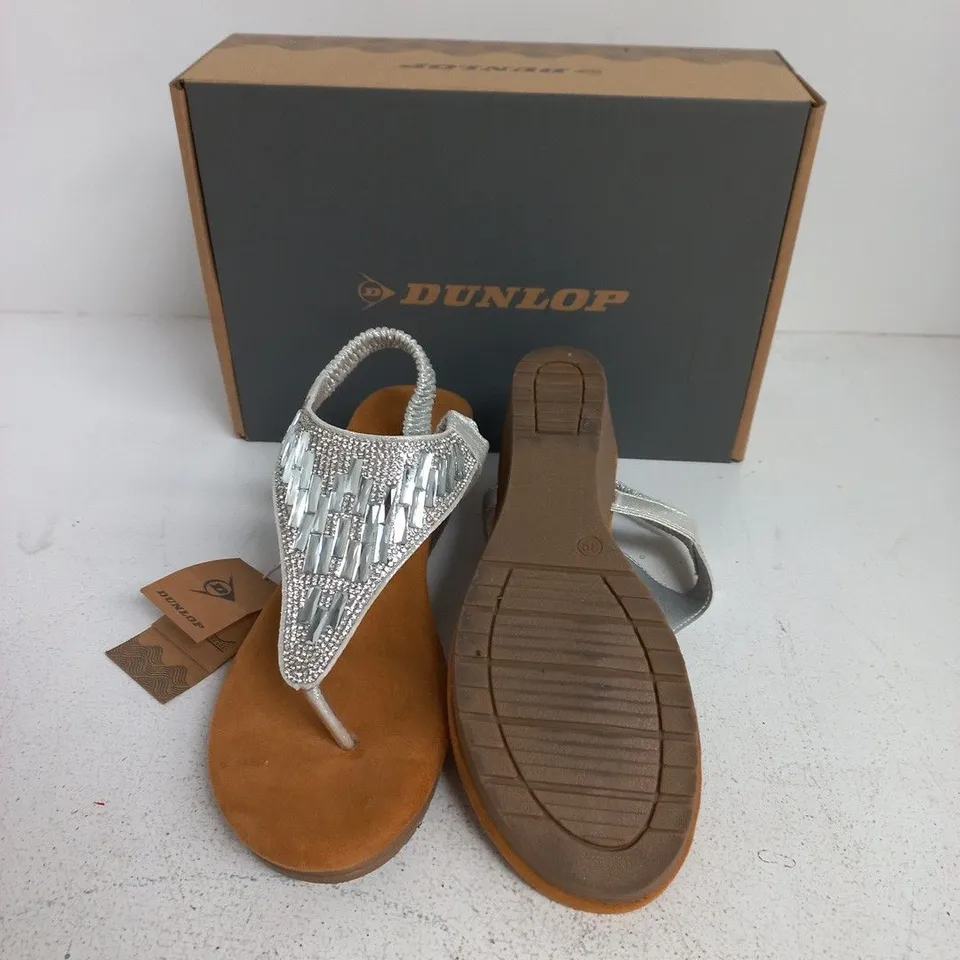DUNLOP SILVER WEDGE SANDALS – UK 6 (EU 39) WITH BOX