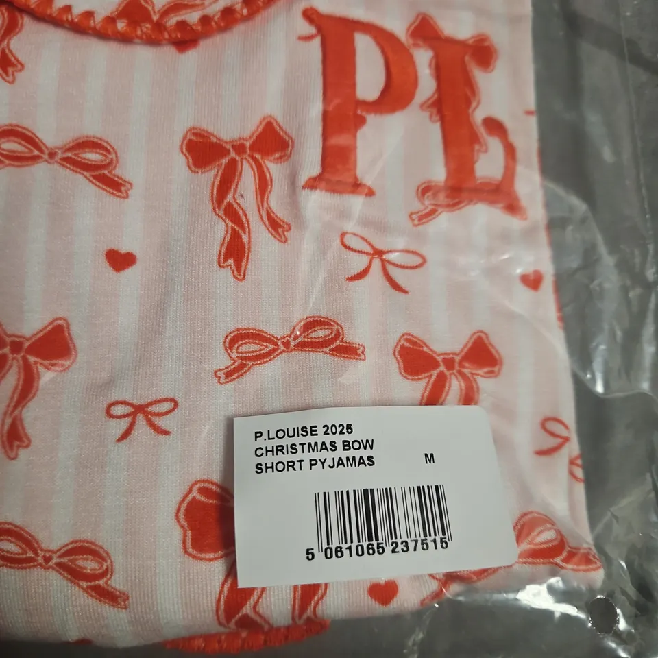 BOXED PLOUISE CHRISTMAS BOW SHORT PYJAMAS – UK M, PINK BOW PRINT