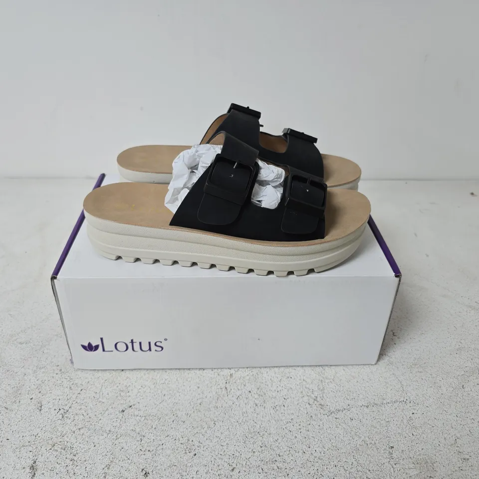 BOXED PAIR OF LOTUS VOLOS SANDALS IN BLACK - EU 39