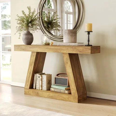 BOXED 55" SOFA TABLE WITH STORAGE, FARMHOUSE CONSOLE TABLE FOR HALLWAY (1 BOX)