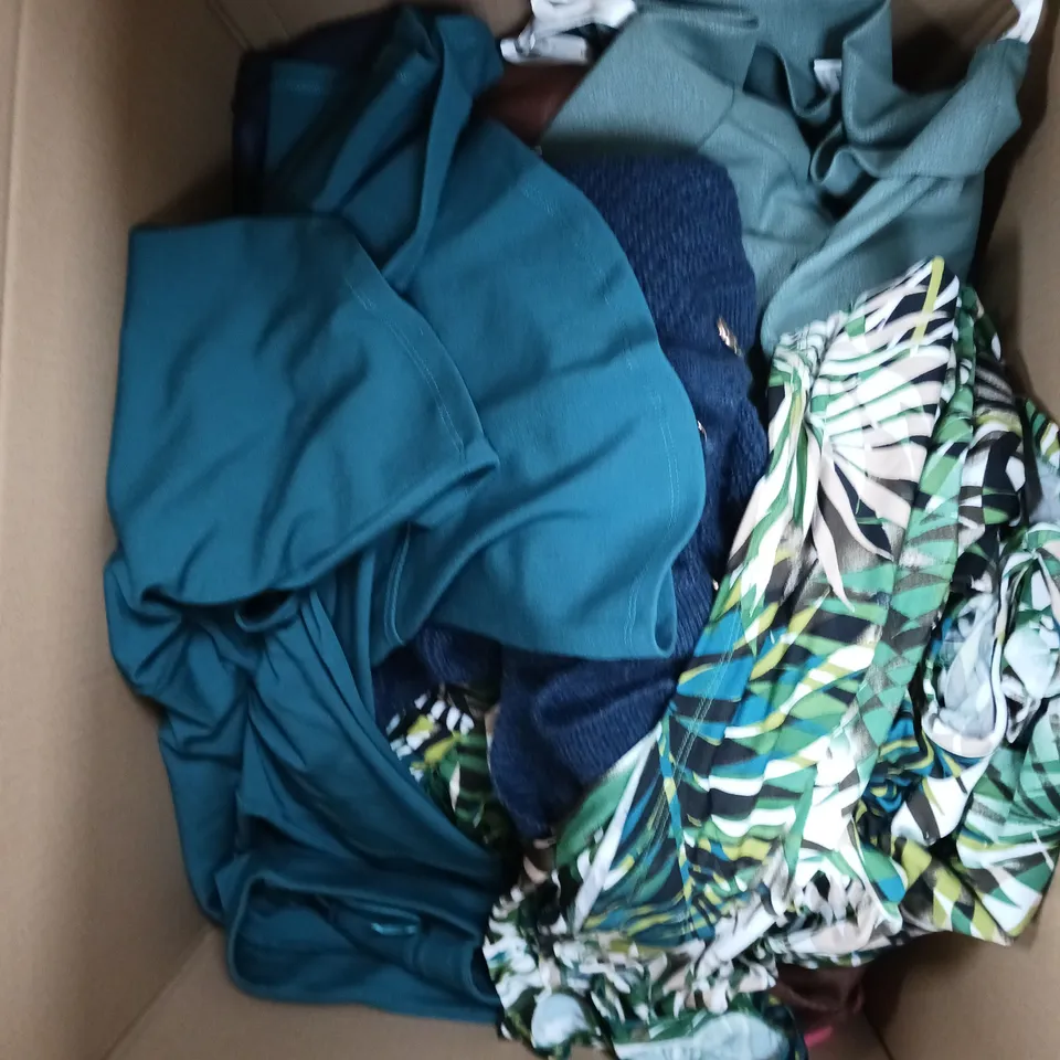 APPROXIMATELY 20 ASSORTED CLOTHING PRODUCTS IN VARIOUS STYLES & SIZES TO INCLUDE DRESSES, JUMPERS, TROUSERS ETC 