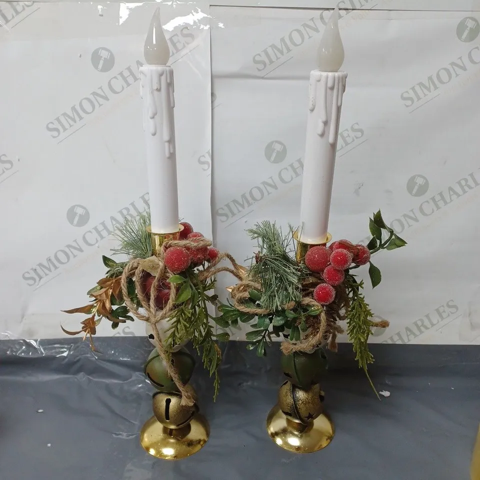 JINGLE BELL TAPERS LED CANDLE HOLDERS 