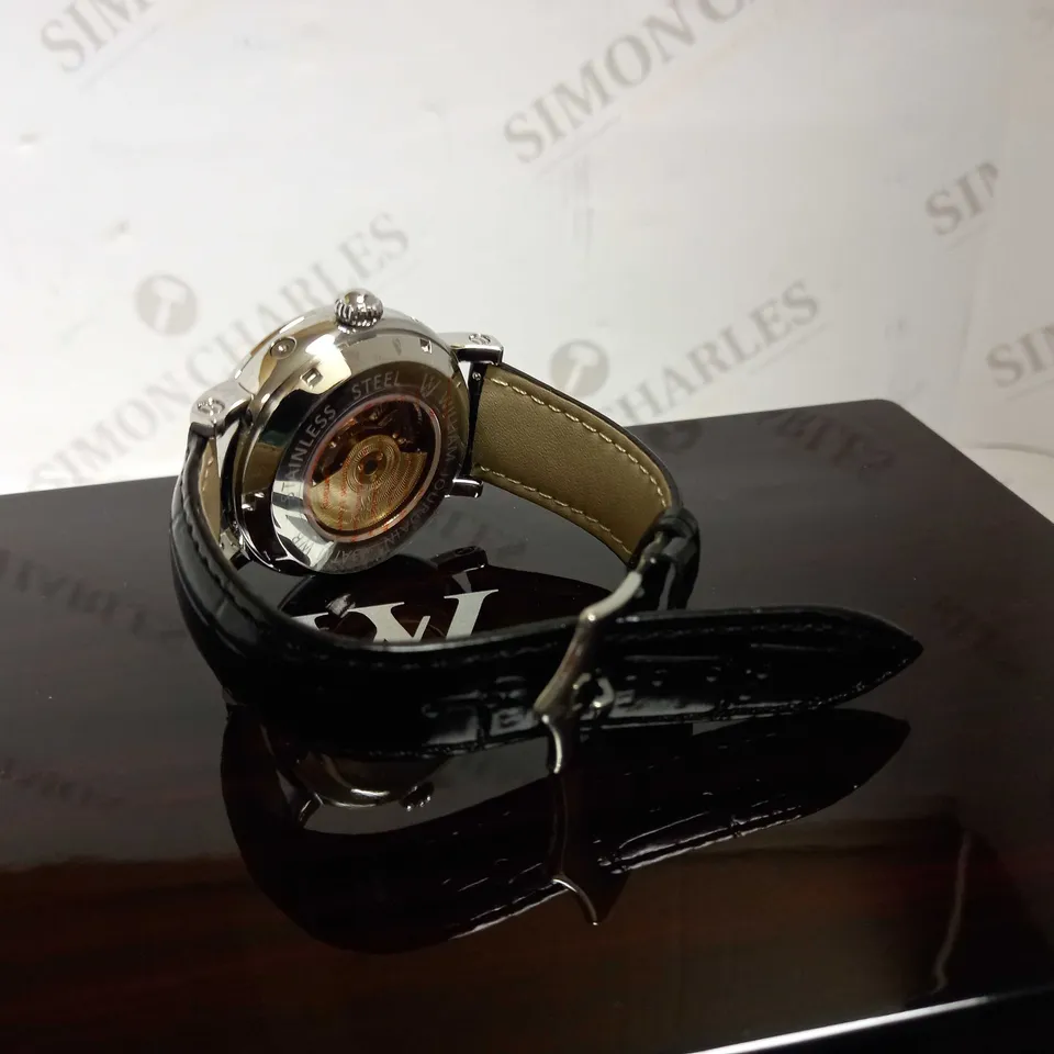 WILLIAM JOURDAIN PART SKELETON WAVE DIAL LEATHER STRAP WATCH RRP £1200