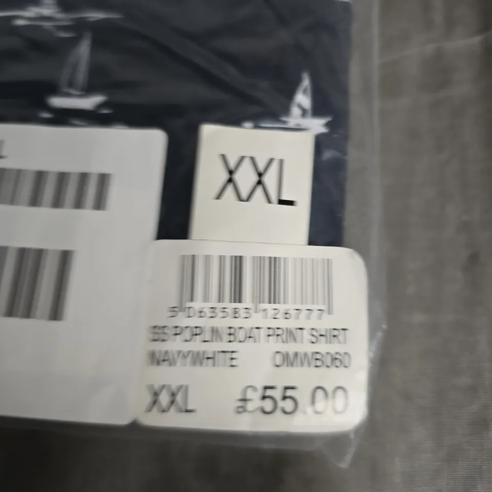 CREW CLOTHING COMPANY BOAT PRINT SHIRT - NAVY/WHITE, XXL