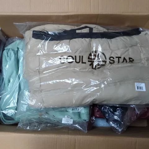 LARGE BOX OF APPROXIMATELY 10 ASSORTED CLOTHING ITEMS IN VARIOUS COLOURS, STYLES AND SIZES - COLLECTION ONLY 