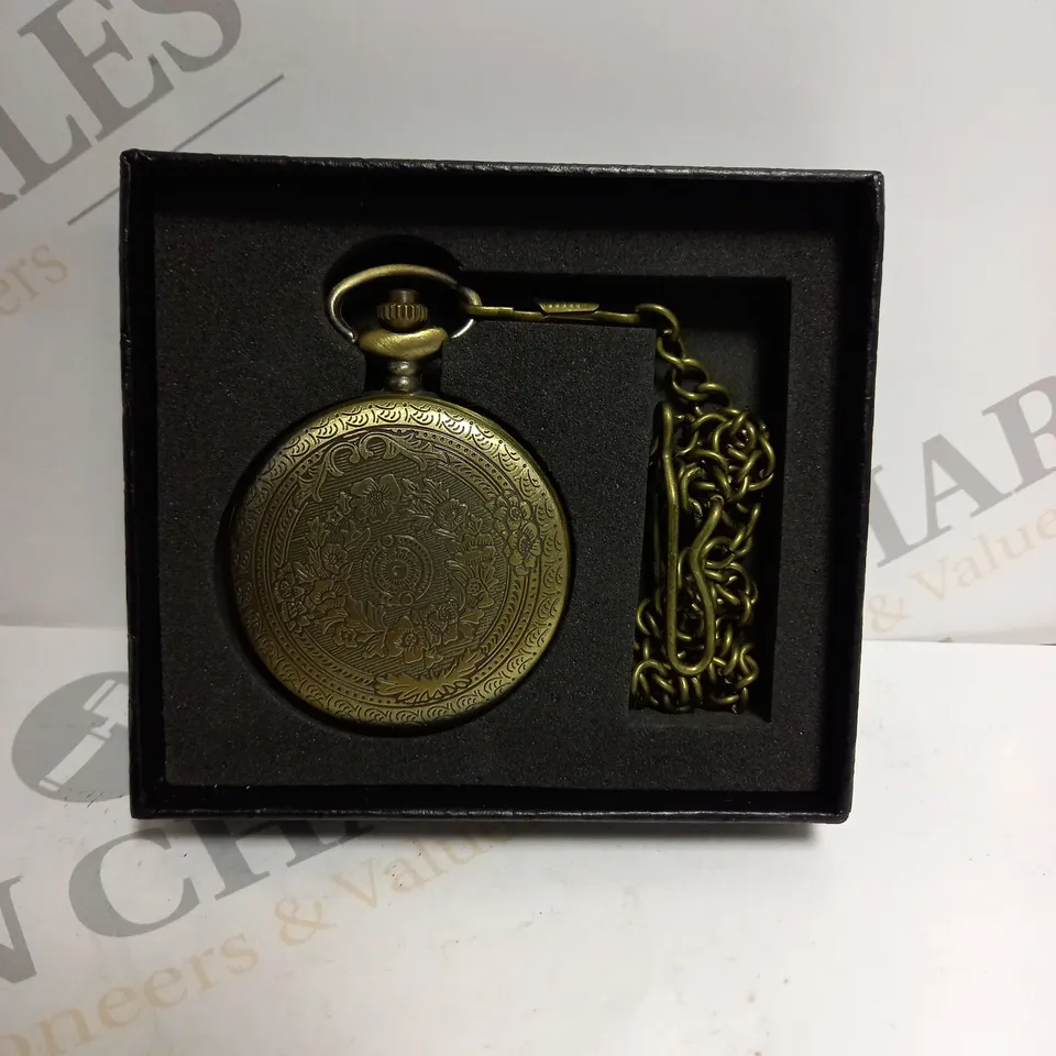 BOXED BRELSEN BRASS EFFECT POCKET WATCH 