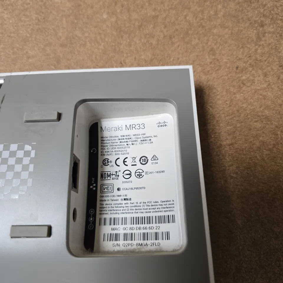 CISCO MERAKI MR33 POE WIRELESS ACCESS POINT