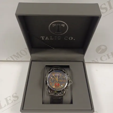 MENS TALIS CO 7120 CHRONOGRAPH WATCH – MOON PHASE MOVEMENT – GENUINE LEATHER STRAP