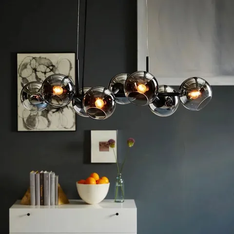 BOXED SPOFFO 8-LIGHT MODERN LINEAR MATTE BLACK KITCHEN ISLAND PENDANT 