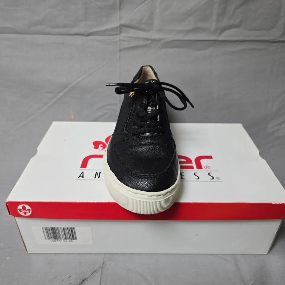 RIEKER ANTISTRESS WOMEN'S BLACK LEATHER SNEAKERS – UK 6.5 (EU 39)