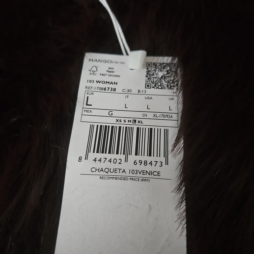 MNG (MANGO) BROWN FUR COAT – WOMEN’S, UK L (VERIFY MODEL)