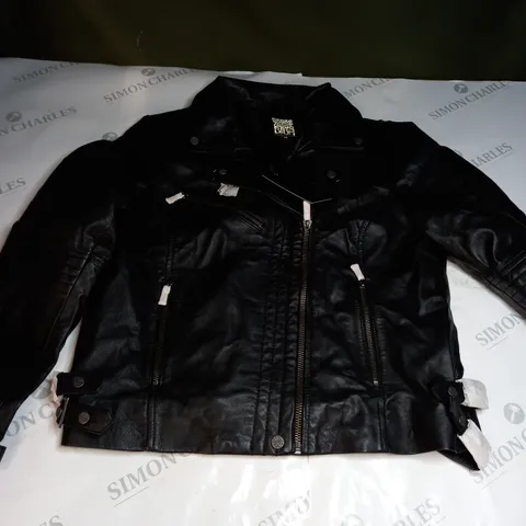 BIBA LEATHER BIKER JACKET IN BLACK - SIZE 14