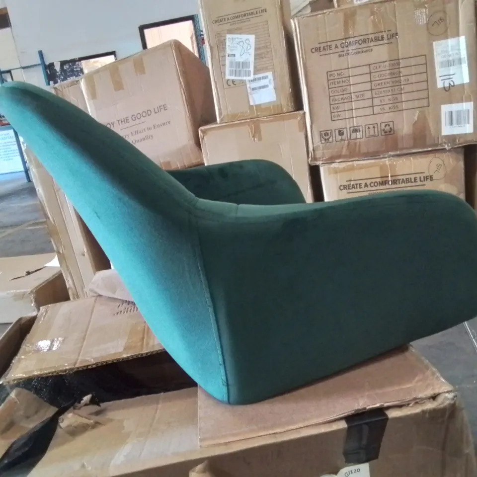 BOXED SET OF 2 CRUSHED VELVET UPHOLSTERED SIDE/DINING CHAIRS -GREEN-