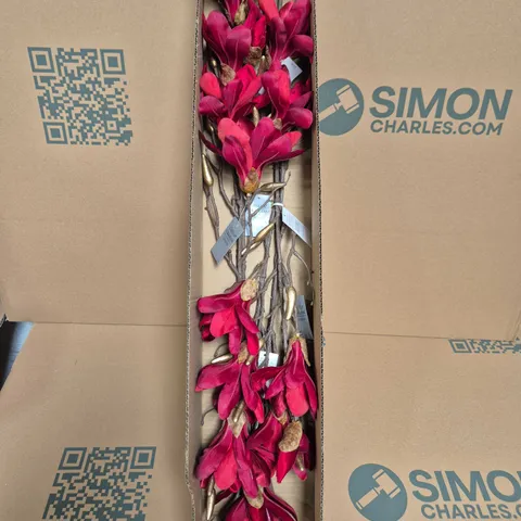 BOX OF APPROX 6 GISELA GRAHAM ARTIFICIAL PINK MAGNOLIA STEMS IN BOX