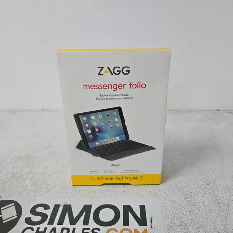 ZAGG MESSENGER FOLIO TABLET KEYBOARD CASE FOR 9.7-INCH IPAD PRO/AIR 2 – BOXED