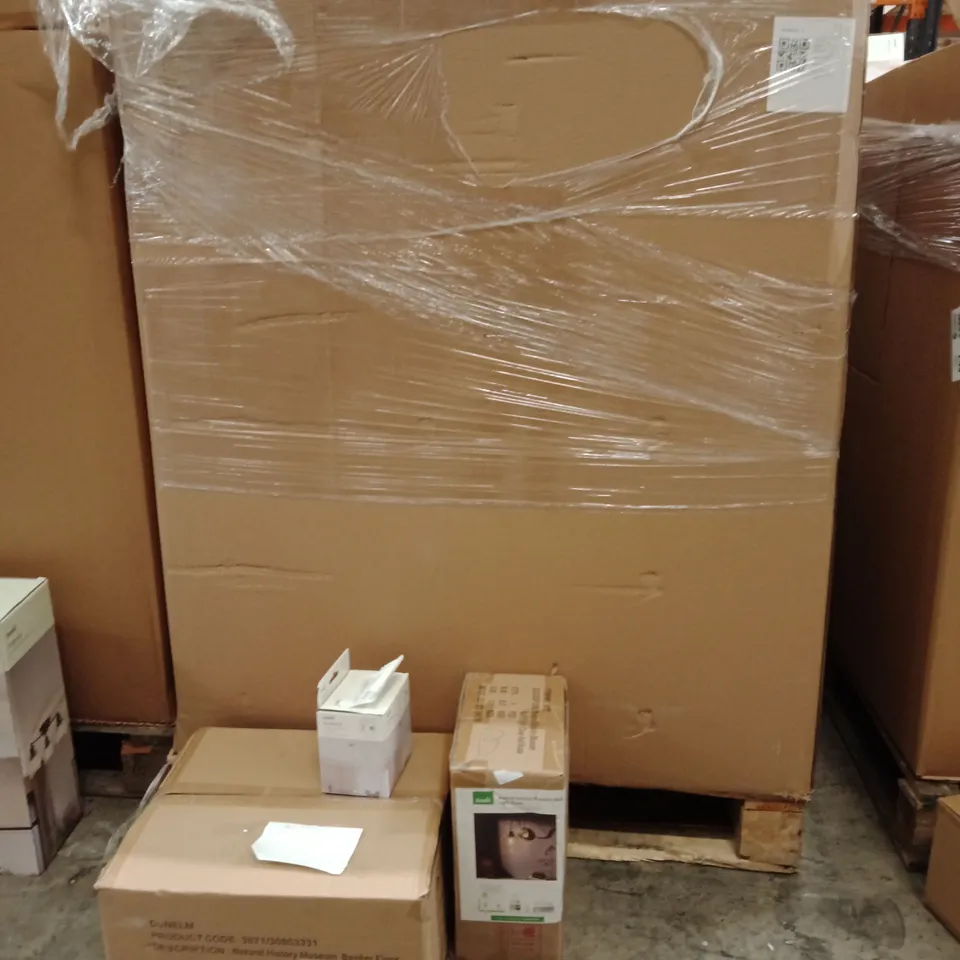 PALLET OF ASSORTED DESIGNER LIGHTING PRODUCTS TO INCLUDE; NATURAL HISTORY BANKER FLOOR LAMP, NATURAL MUSEUM WALL LIGHT,CHARLIE FLEX CEILING FITTING