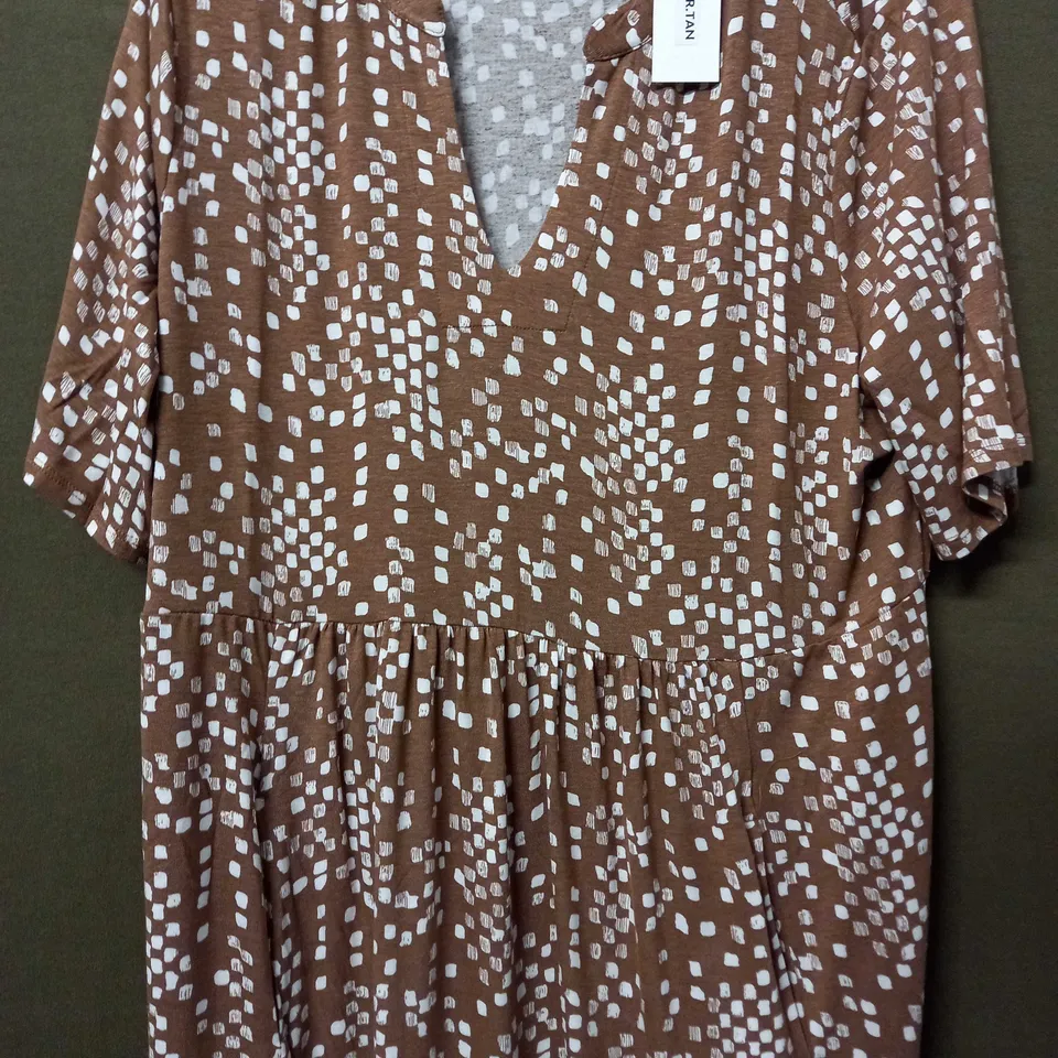 MAISON DE NIMES MAXI DRESS POKEDOT TAN - LARGE