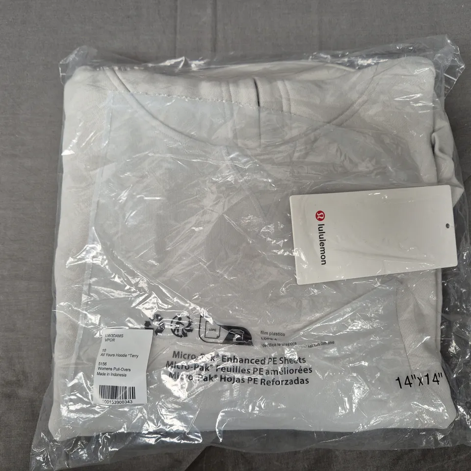 BAGGED LULULEMON ALL YOURS HOODIE TERRY IN WHITE - SIZE 10