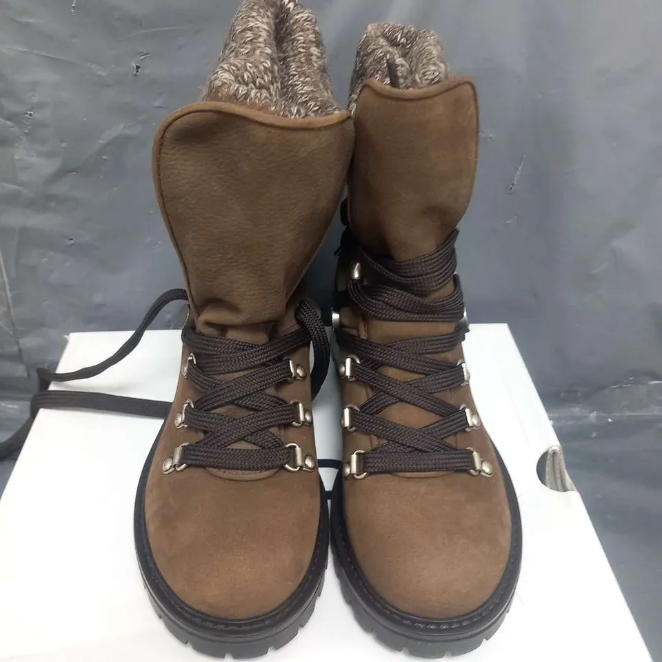 BOXED ALDO MENUDA KHAKI NUBUCK BOOTS SIZE 4