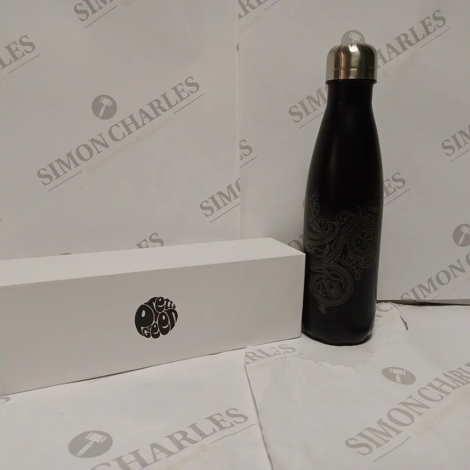 PRETTY GREEN PAISLEY ETCHED WATER BOTTLE