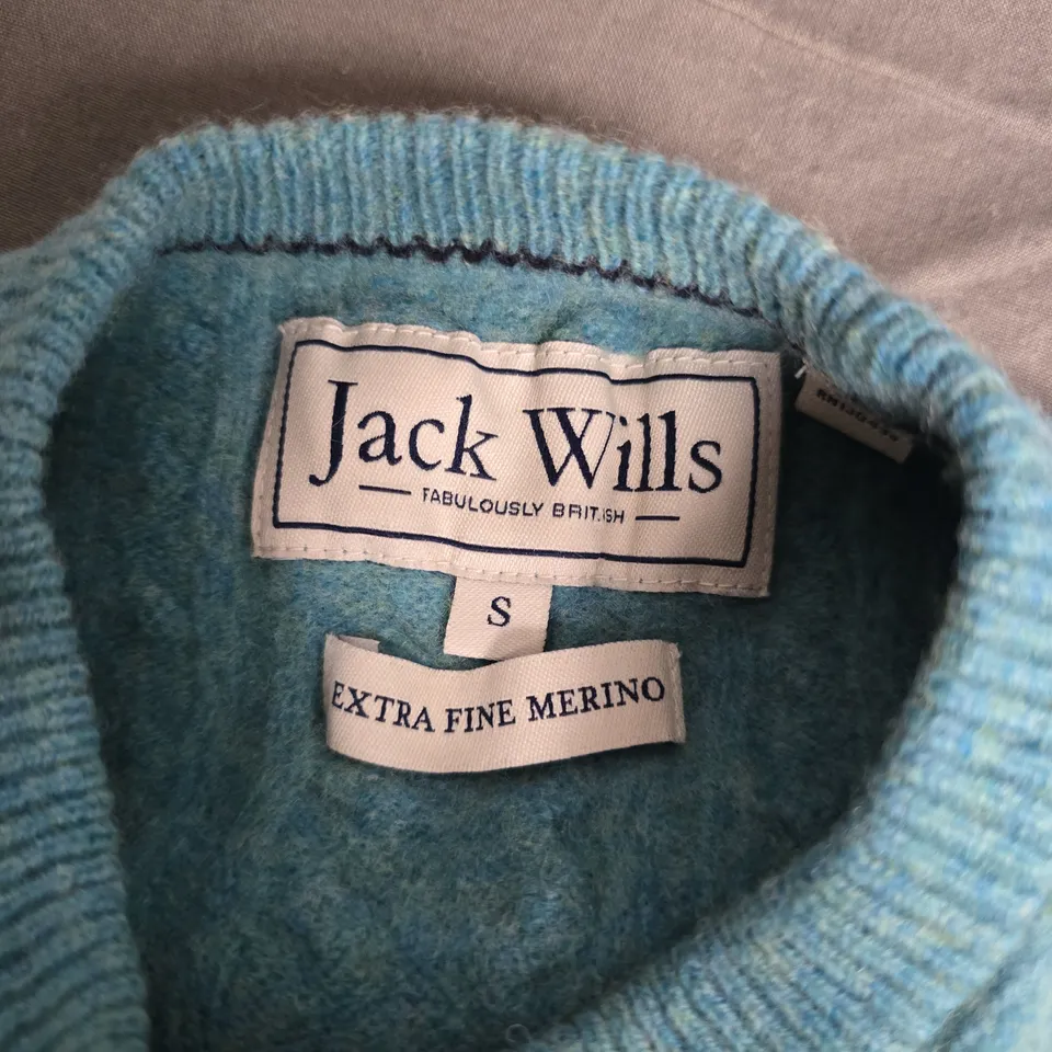 JACK WILLS EXTRA FINE MERINO SWEATER IN SEA GREEN - SMALL