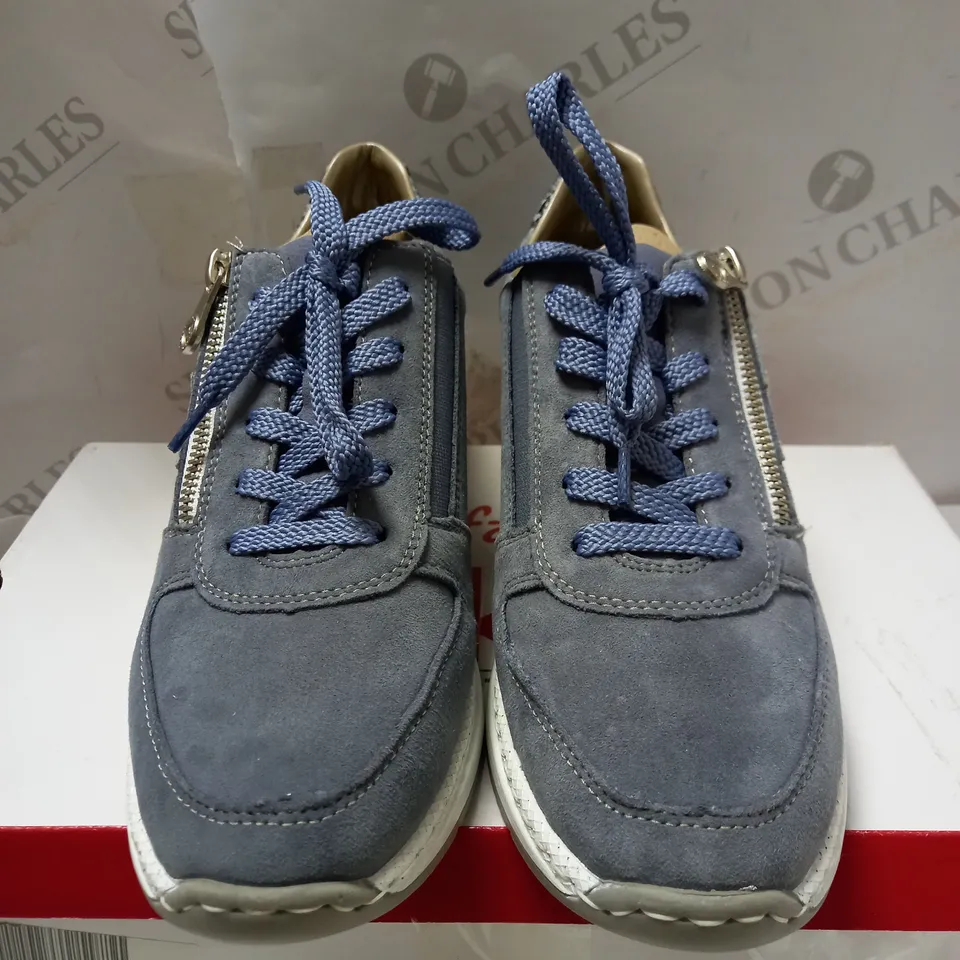 RIEKER BLUE SPORT ZIP DETAIL TRAINERS - SIZE 6.5