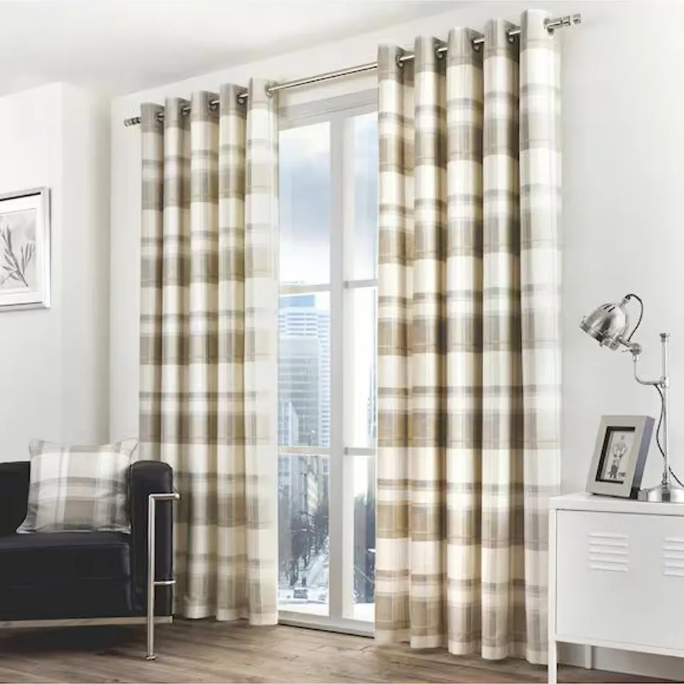 BALMORAL CHECK EYELET CURTAINS
